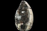 Polished Septarian Geode Sculpture - Black Crystals #99441-3